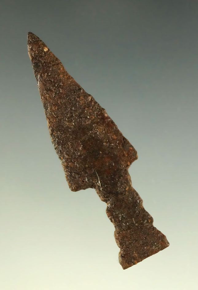 2" historic era iron arrowhead found Fort Calhoun in Nebraska.