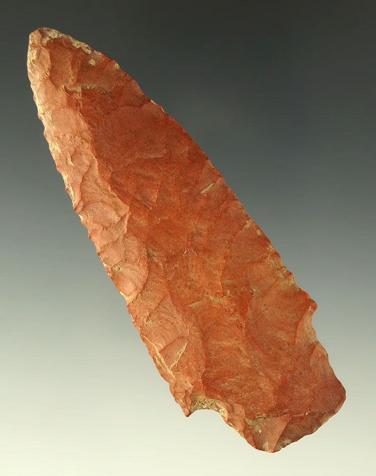 Very well flaked 3 1/2" Stemmed Knife found in Tennessee.