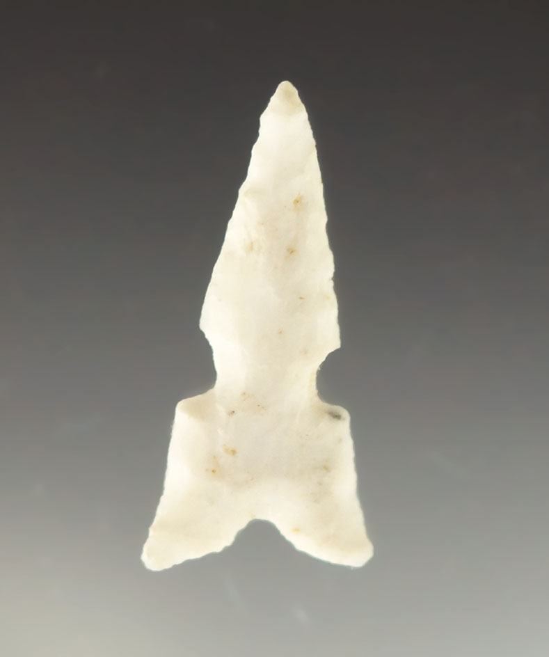Incredible flaking on this delicate 3/4" Harrrell point found in Colorado.