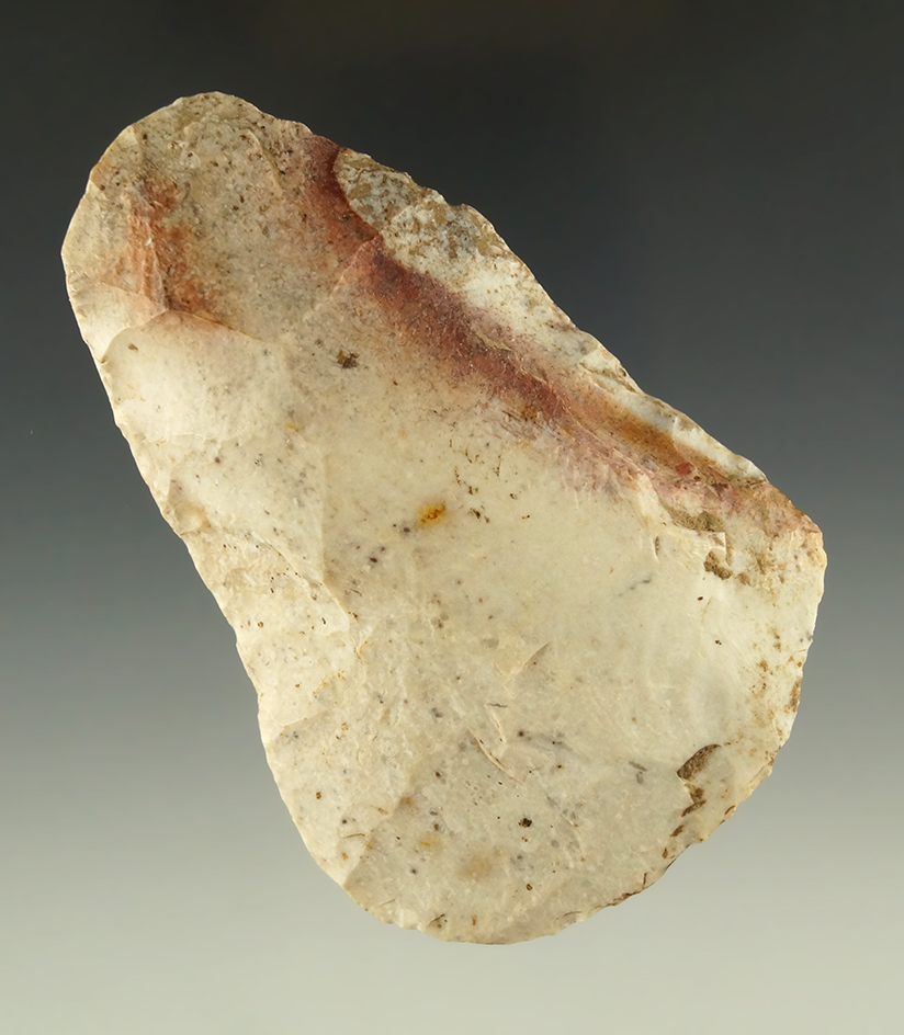 Attractive material color on this well styled 3 7/16" Flint Adze found in Missouri.
