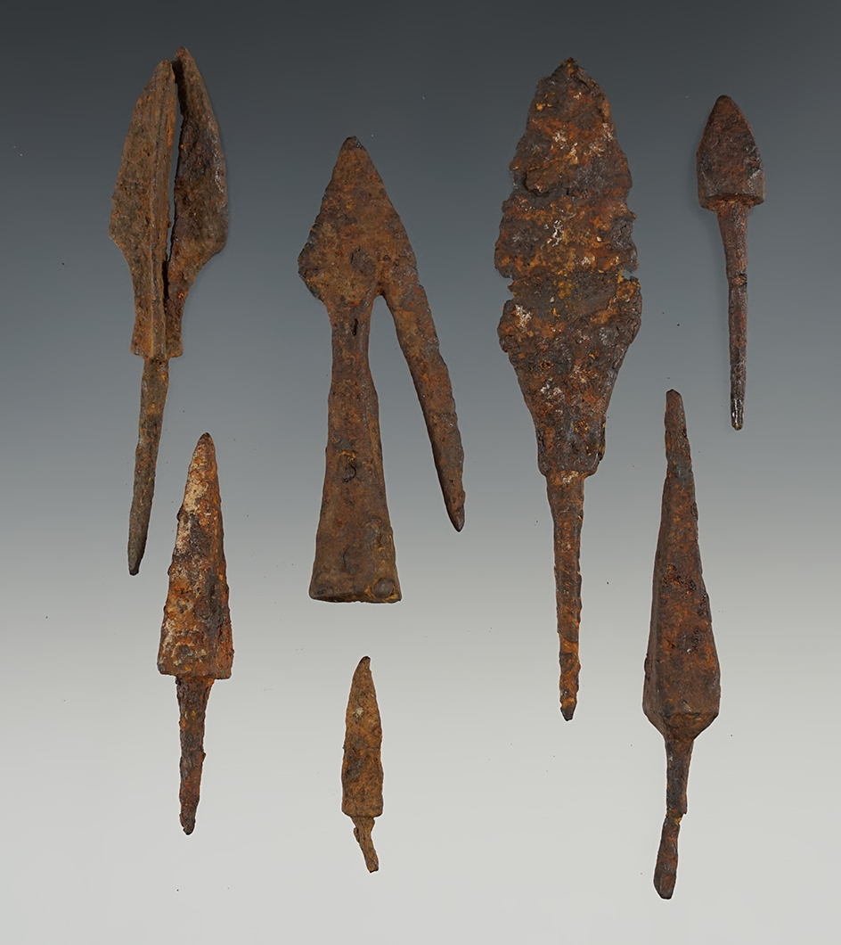 Set of Iron Age Projectiles. Found in the Balkans. The largest is 3 5/16".