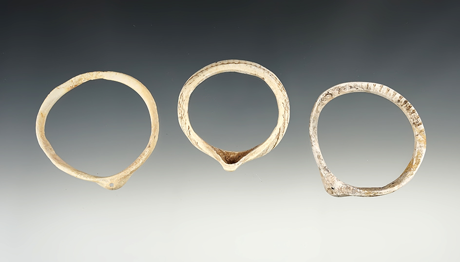 Set of 3 nice Shell Ornaments found in New Mexico. Largest is 2 1/4".