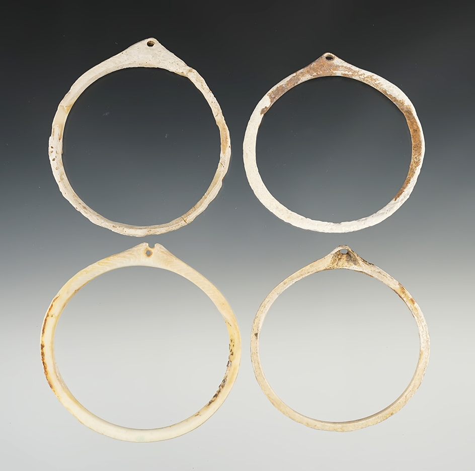 Set of 4 nice Shell Ornaments found in New Mexico. Largest is 3".