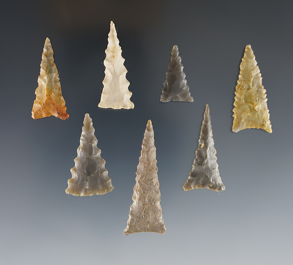 Set of 7 Ft. Ancient Triangles found in the Kentucky/Tennessee area. Most are serrated. 