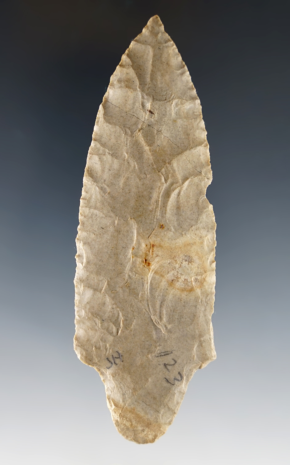 Thin and nicely made 4" Adena found in Webster Co., Iowa.