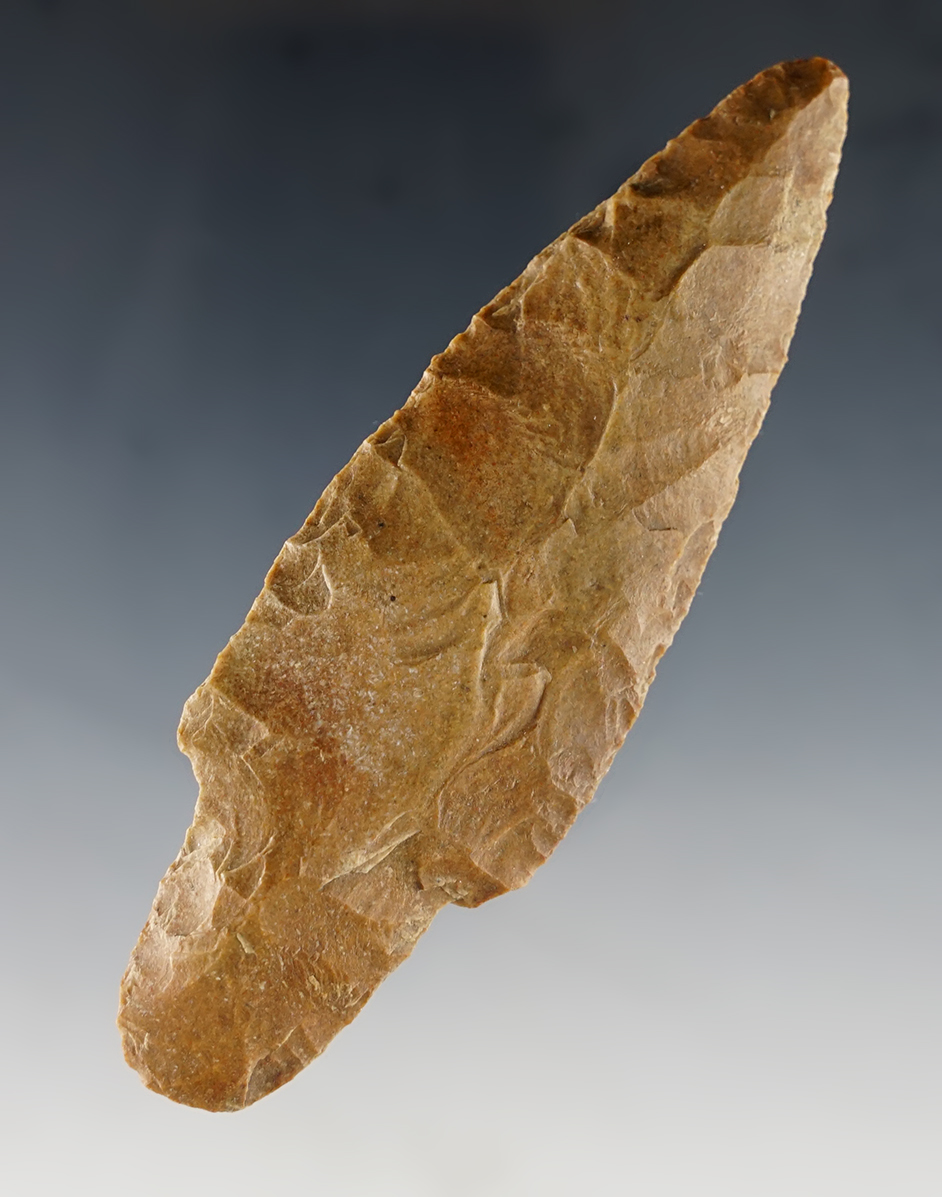 Nicely made 4 1/16" Adena found by Andy Thompson in Central Kentucky. Bennett COA.