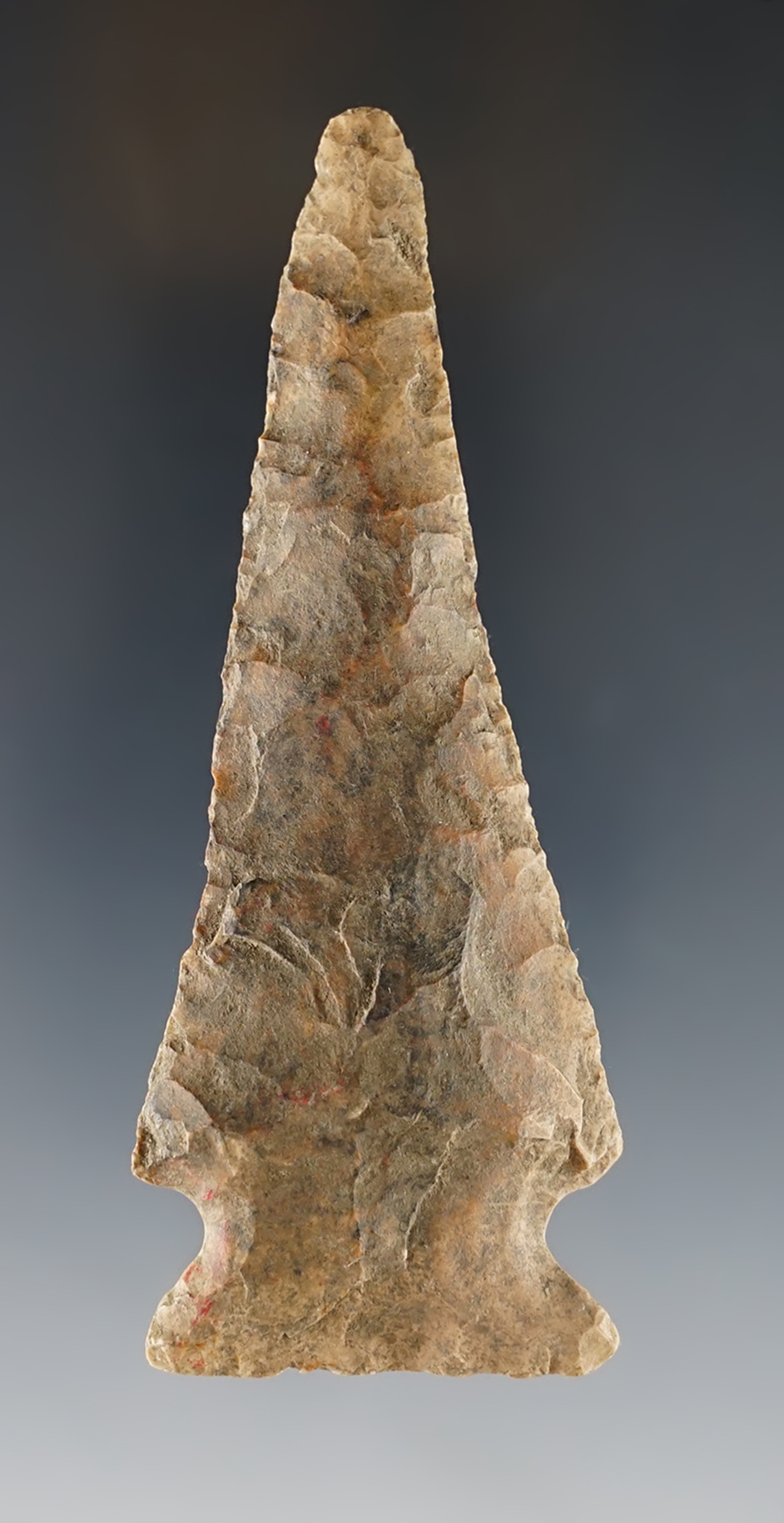 Heavily patinated Tennessee Archaic Cornernotch in good condition.