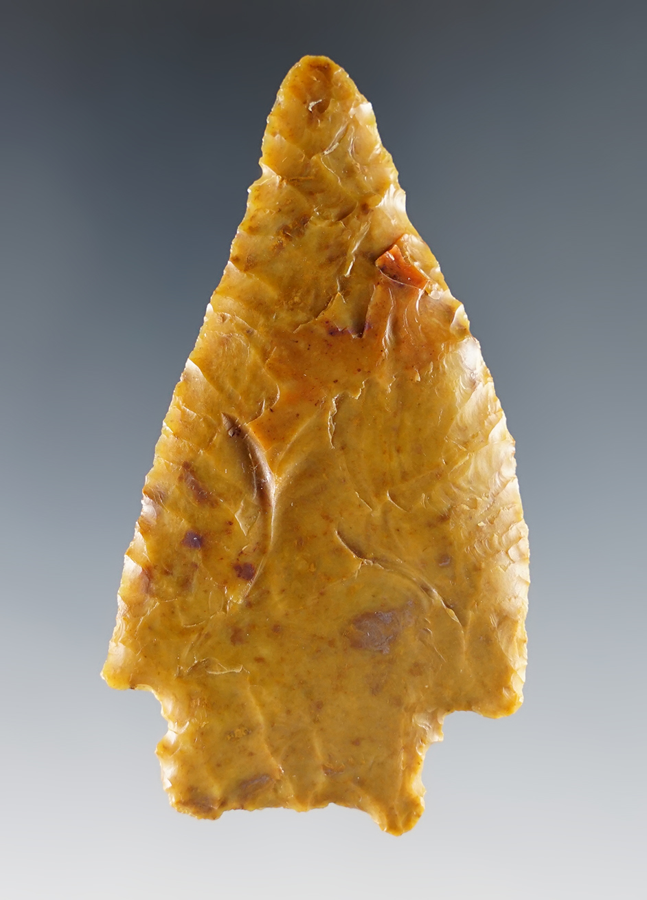 3" knife that is thin for size made from attractive Multi-color material. Found in Nevada.