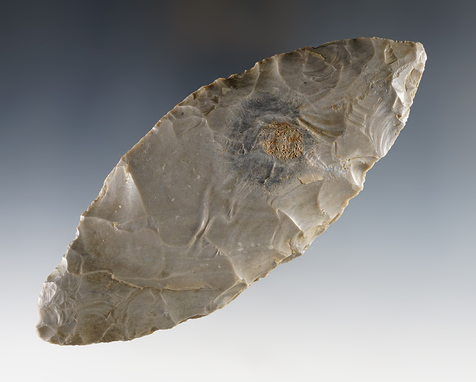 Large 5 13/16" Adena Bi-Pointed Knife found in Jefferson Co., Kentucky. Bennett COA.