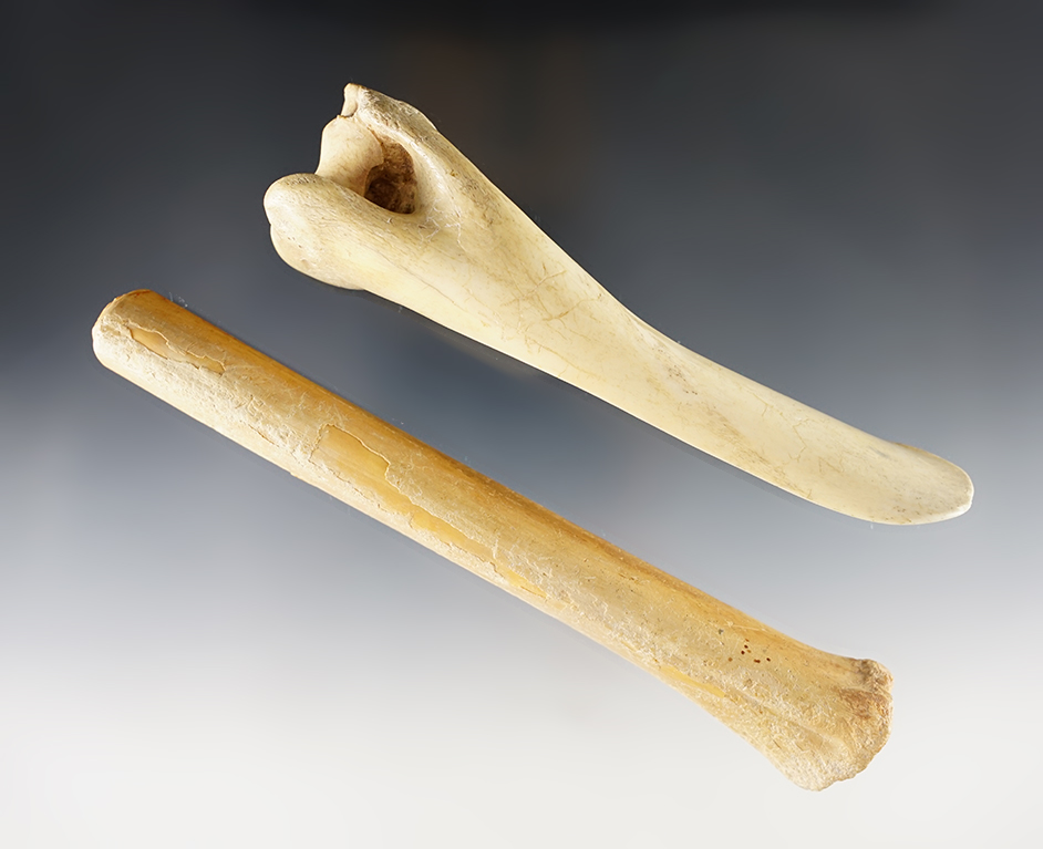 Pair of well styled large Bone Tools found in Colorado. The largest is 6 3/4".