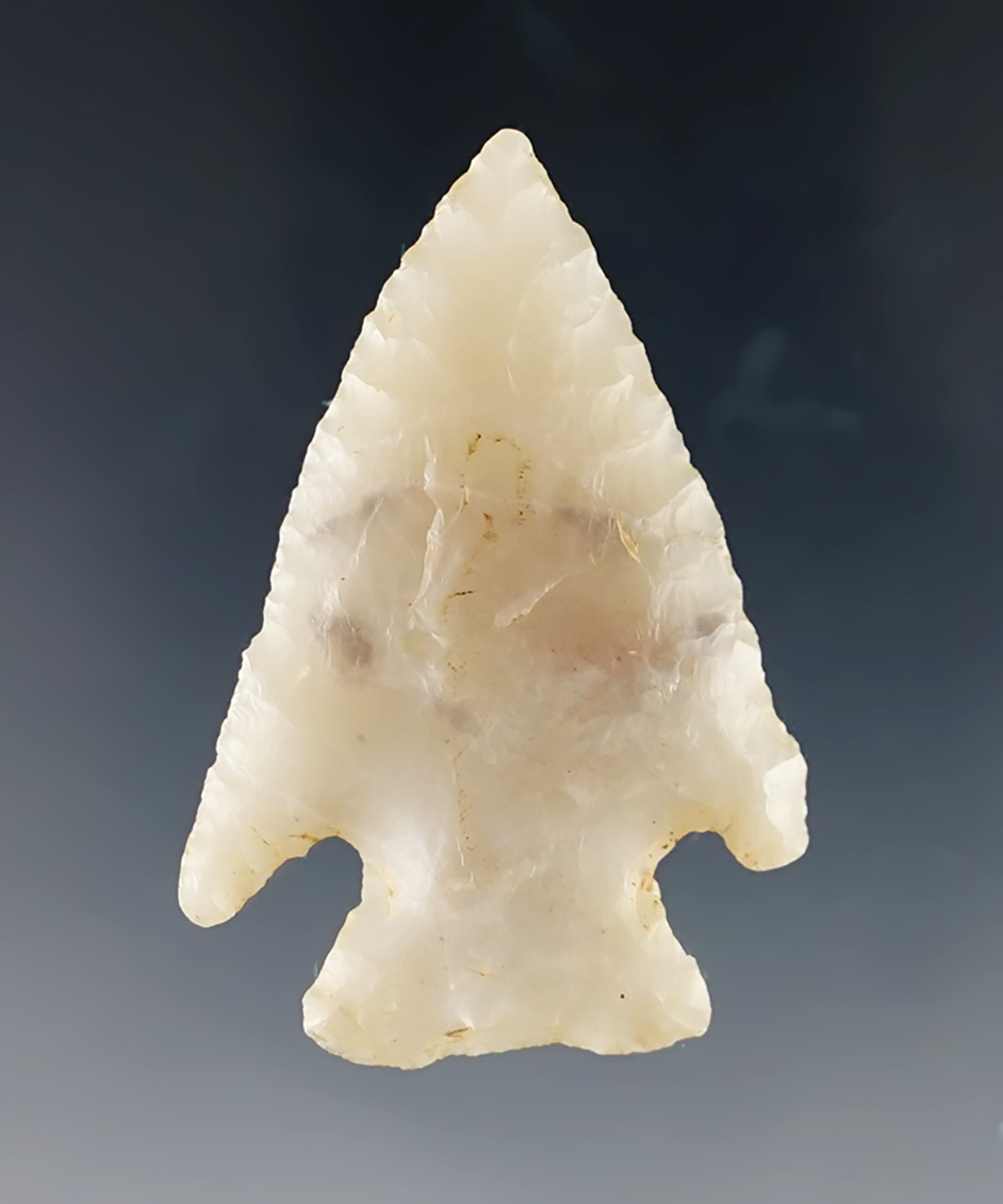 1 7/8" beautifully crafted and nicely patinated Novaculite Cornernotch - Arkansas area.