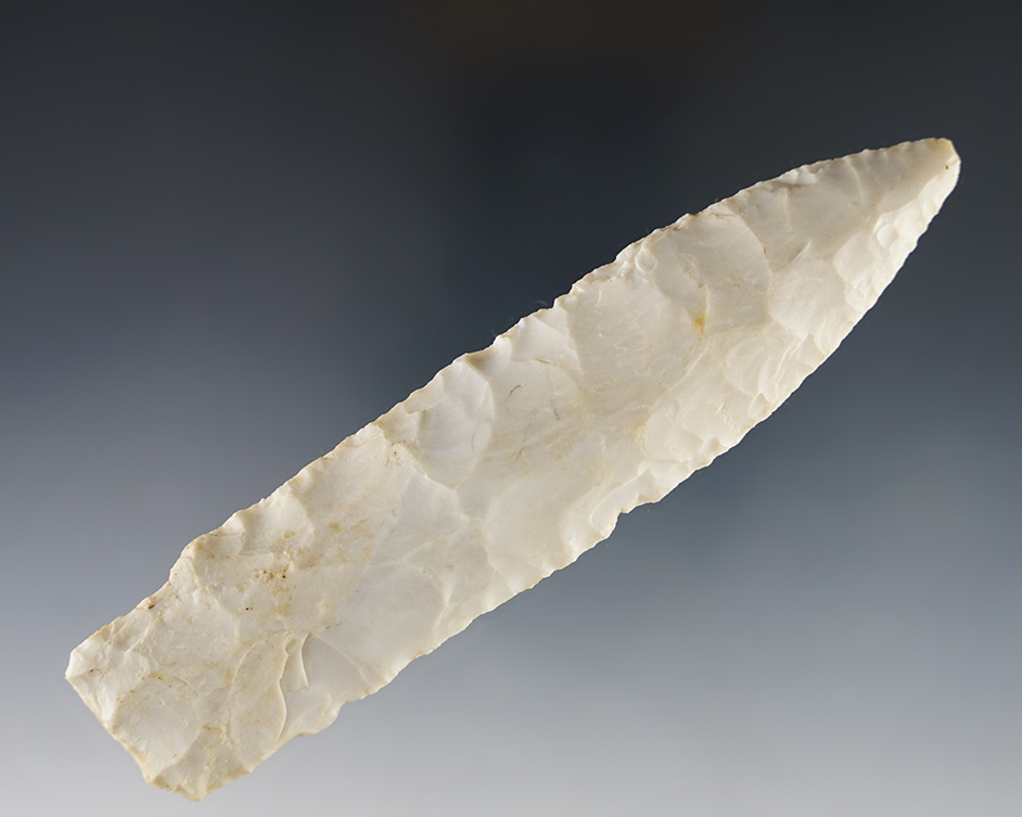 Large 5 3/16" Stemmed Knife found in the Illinois/Missouri area. No grinding to the stem or base.