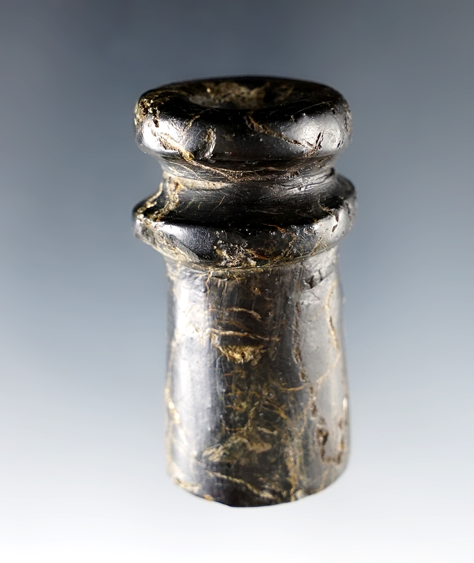 Exceptionally well crafted 1 13/16" Flanged Pipe - Black Steatite. San Luis Obispo Co., California.