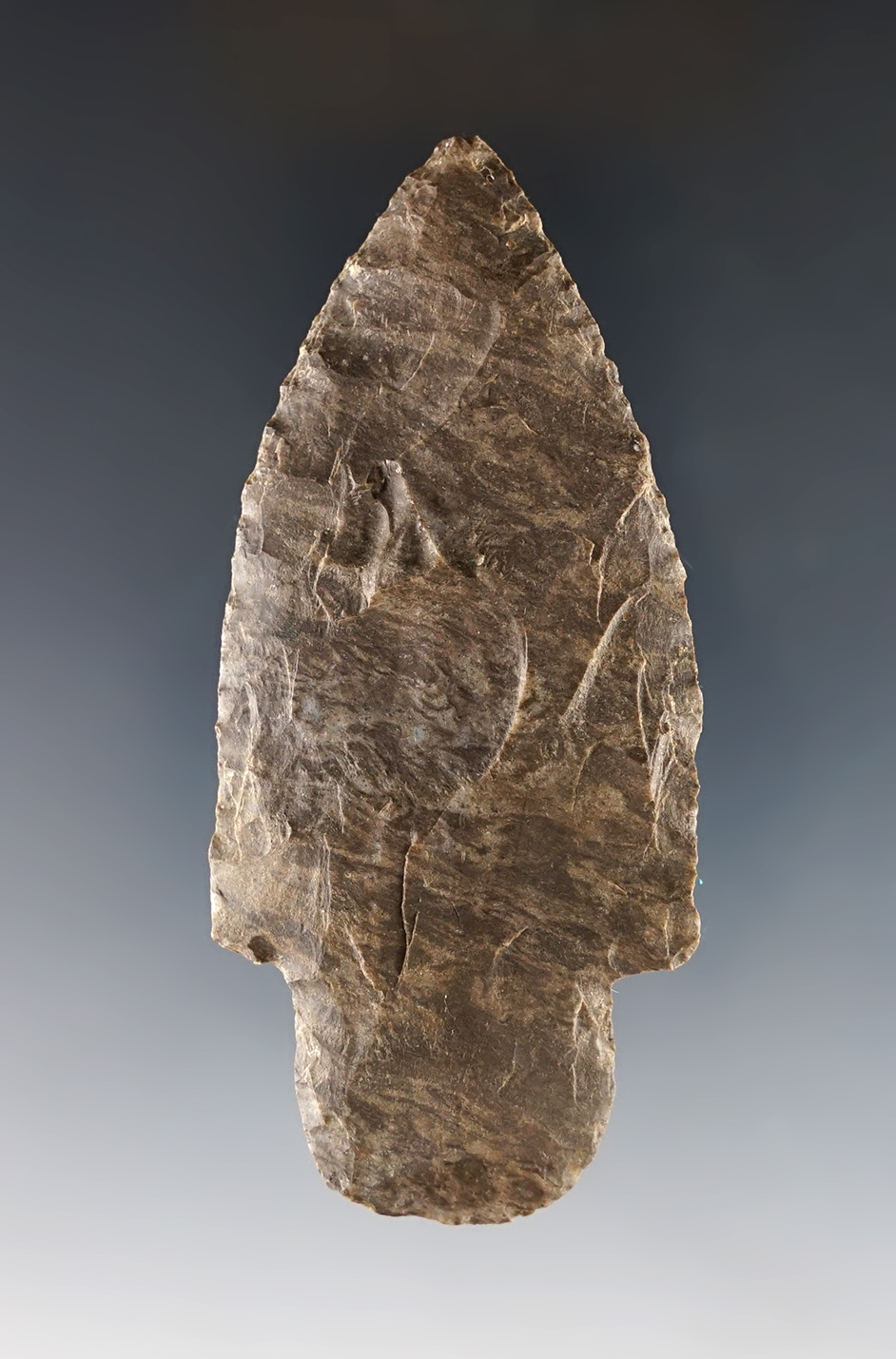 3 3/16" Adena Robbins that is well made. Found in Tennessee. Made from Dover Chert.