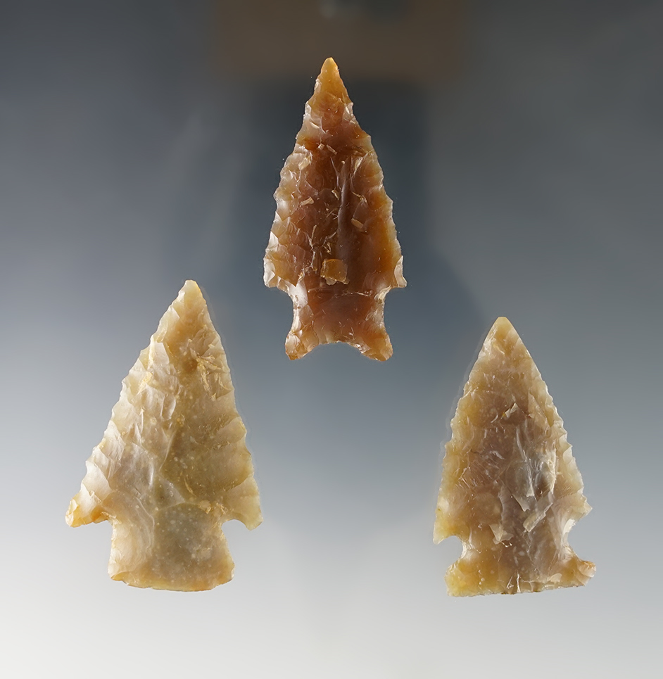 Set of 3 well made Texas points. The largest is 1 15/16".