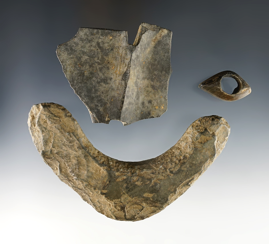 Set of 3 Indiana Bannerstones. Includes a salvaged piece, Preform and a wing Banner