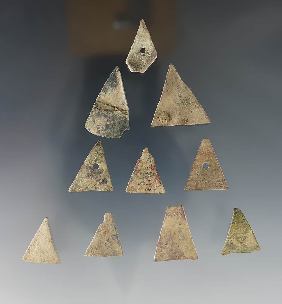 Set of 10 Kettle points found in White Springs, Geneva, New York. Largest is 1 1/8".