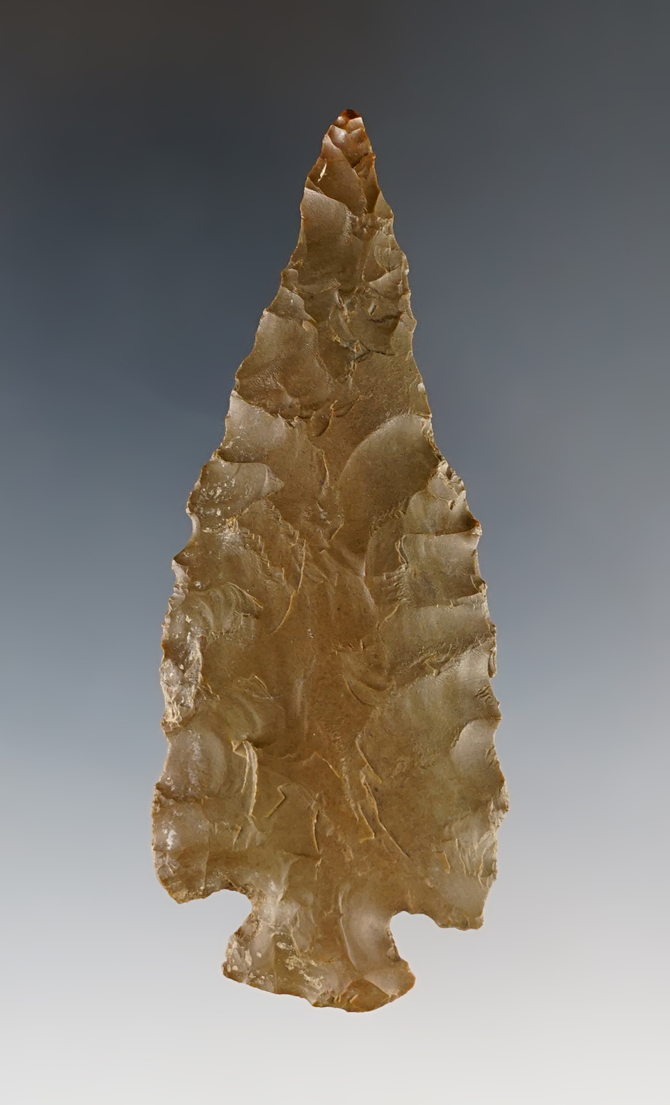 Nice 3 1/4" Elko Corner Notch found in Dixie Valley, Nevada. Stermer COA.