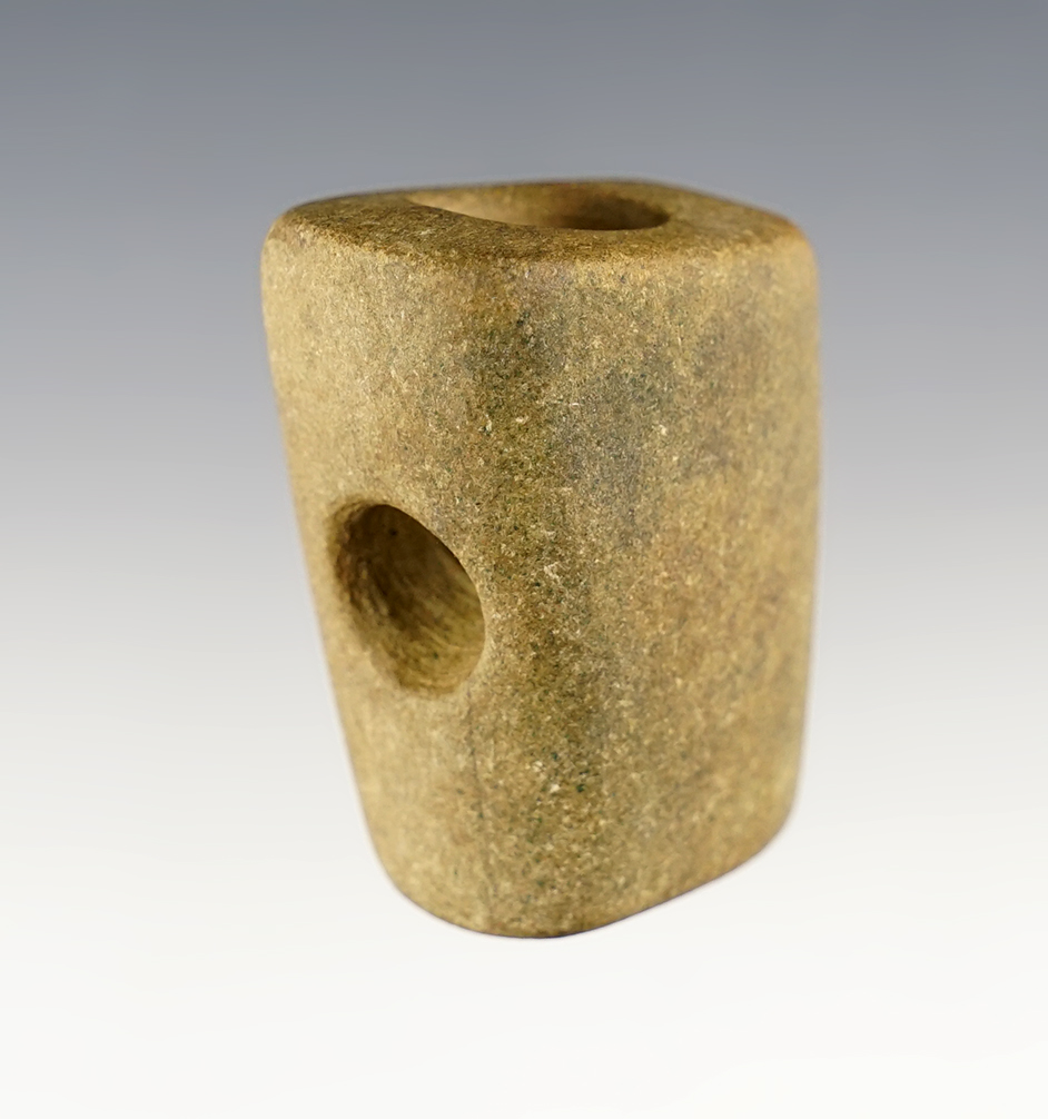 Well crafted 1 3/4" Sandstone Ft. Ancient Pipe that is engraved on the bottom. Adams Co., Ohio. 