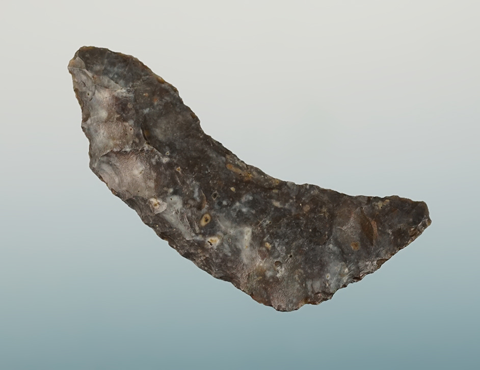 2 1/16" Paleo Crescent found near Klamath Lake, Oregon. Ex. Jeff Thomas, Gordon Erspamer.