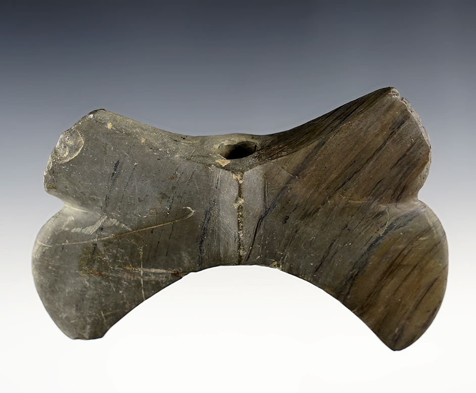 5" Double Crescent Bannerstone. Restored. Seneca Co., Ohio. Pictured Archaic Bannerstones.