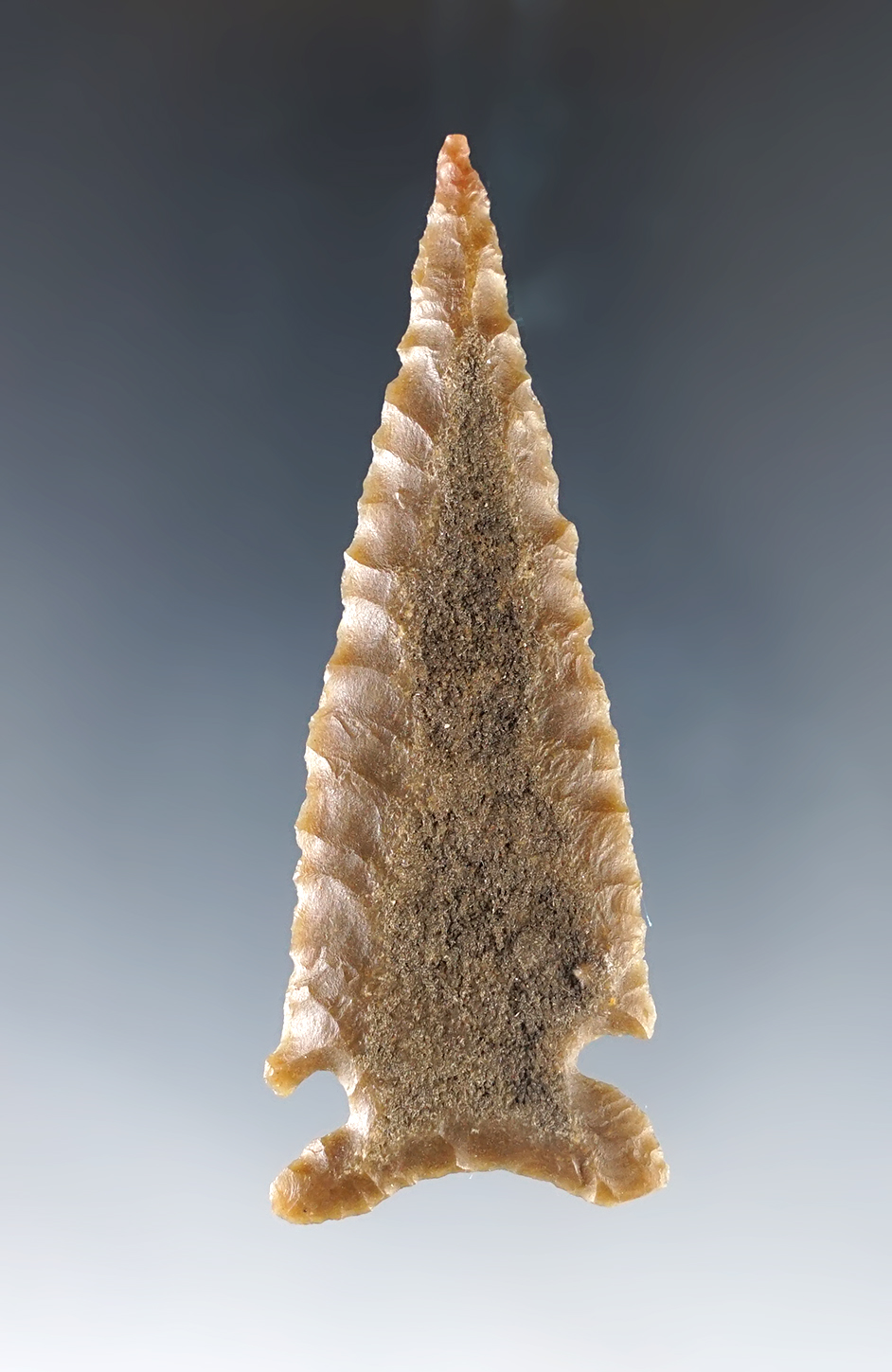 Thin and well flaked 2 11/16" Elko Eared found in Nevada. 