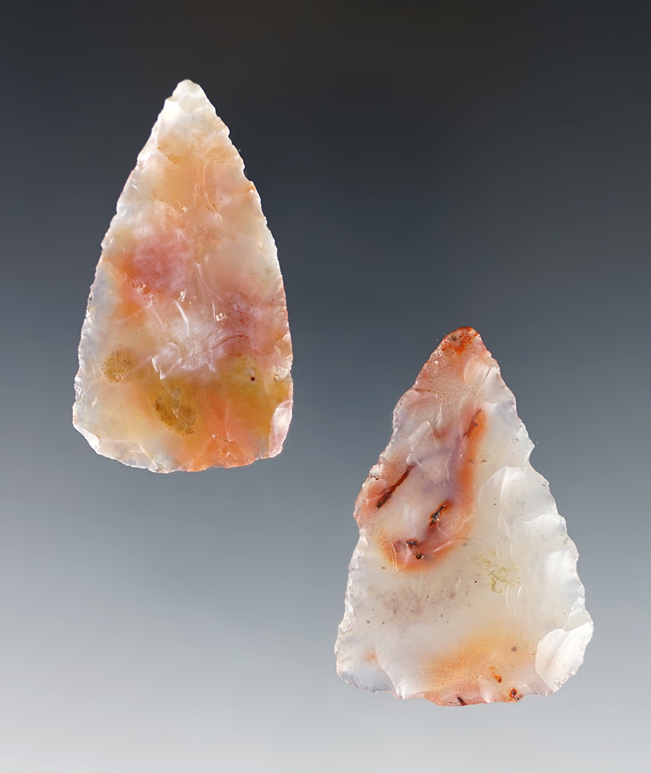 Beautiful pair of Basketmaker Knives - multi-colored Agate - Colorado. Stermer COA's. 