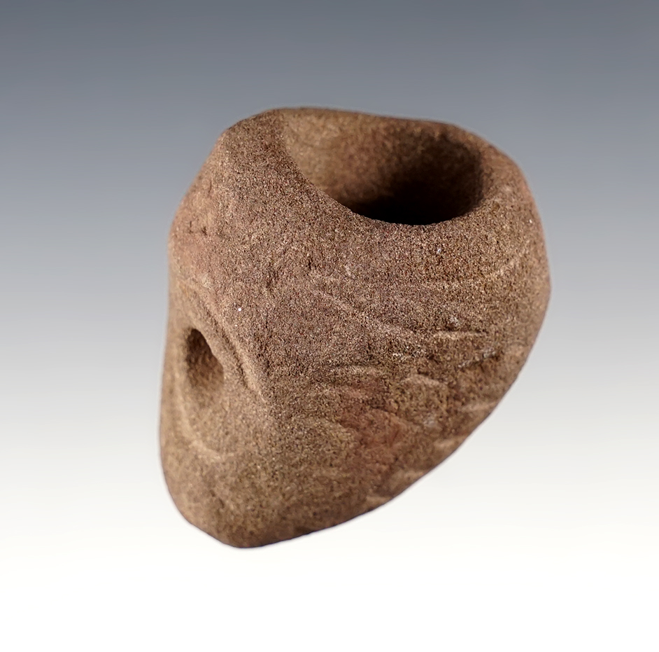 2" nicely engraved Sandstone Pipe found in Pike Co., Ohio. Ex. Jim Horton collection.