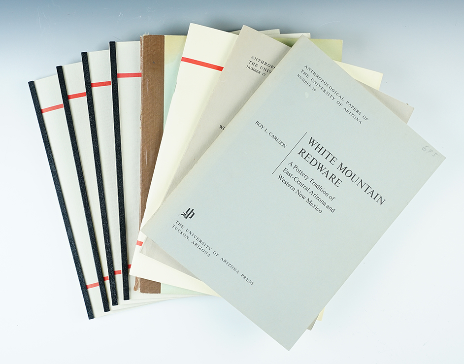 Set of 8 softcover books about Arizona and New Mexico artifacts and sites. 