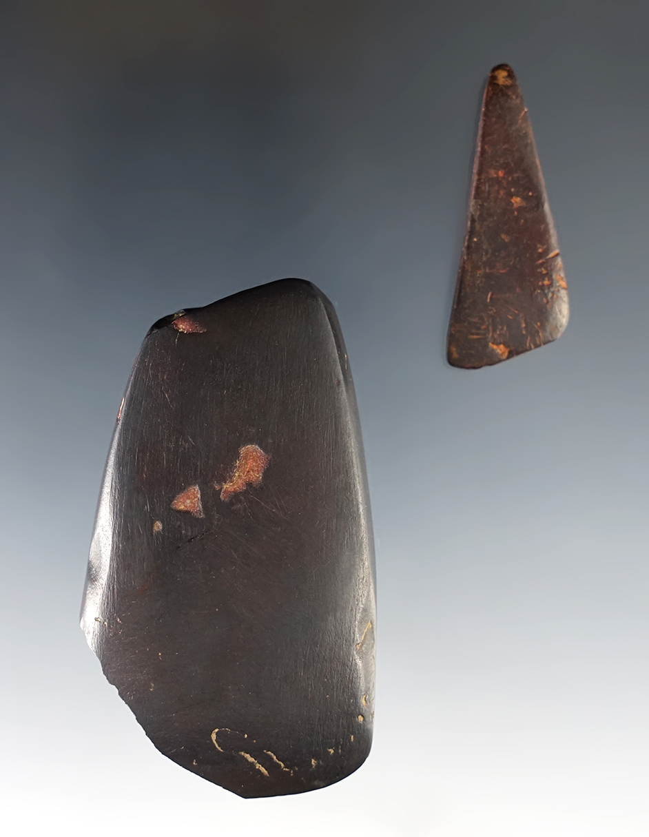 Pair of Ohio Hematite Celts. The largest is 2 3/8".