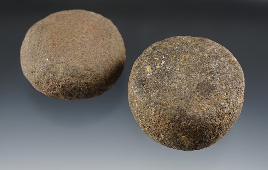 Pair of well patinated Hardstone Discoidals found close to Schuyler Lake, Otsego Co., New York. 