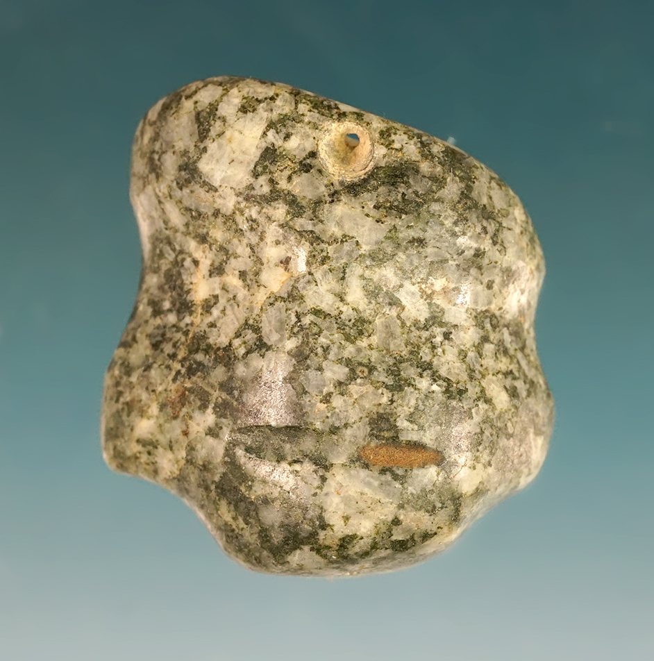 Nice 1 1/2" Miniature Head Pendant, Mezcala culture- Guerrero Mexico, 1000-300 BCE. 