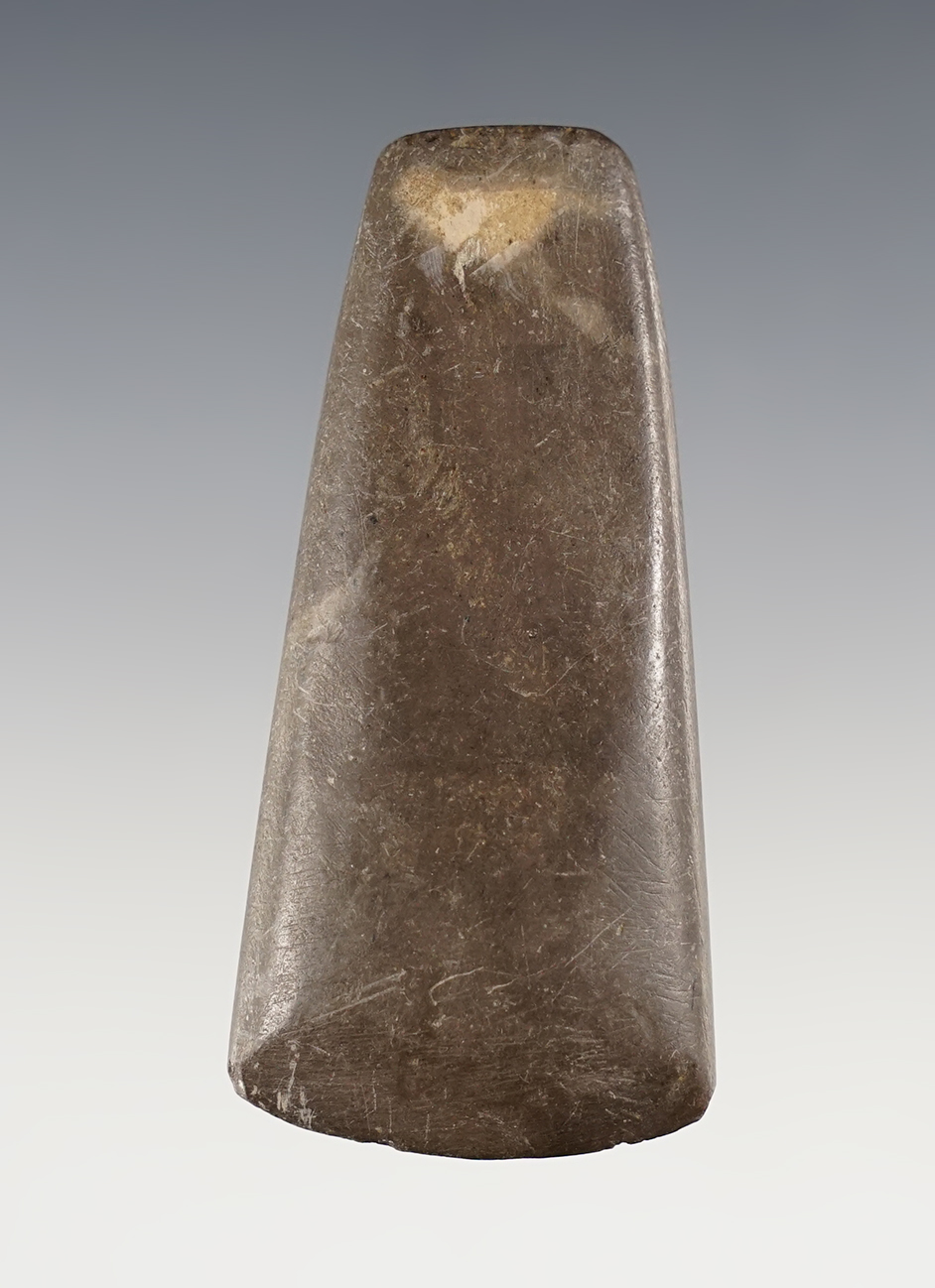 2 3/4" Classic Adena miniature Celt/Adze. Finely made from brown Slate. Licking Co., Ohio.