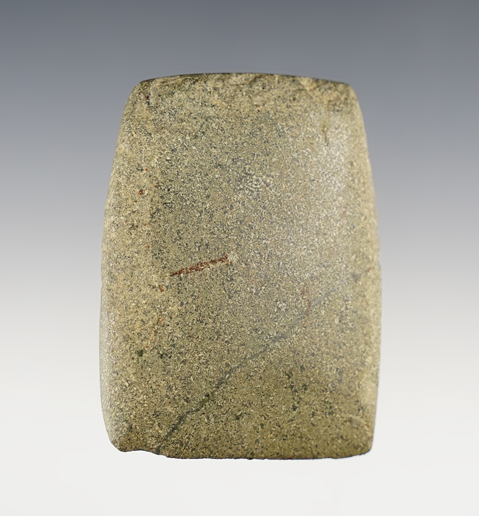 2 5/8" Woodland Hopewell Celt made from green Granite with a nice bit. Perry Co., Ohio.