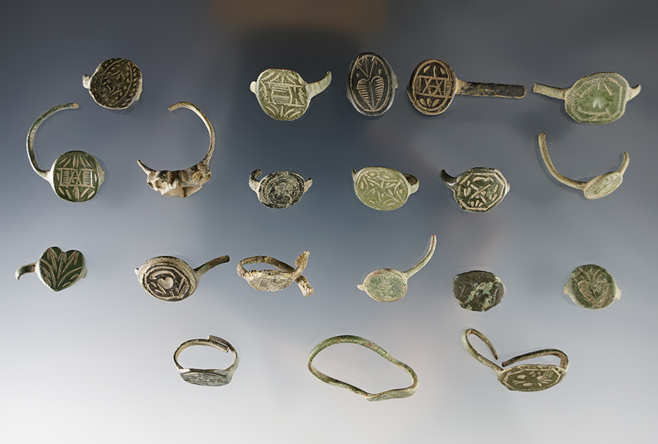 Set of 20 Trade Rings found at White Springs, Geneva, New York. 