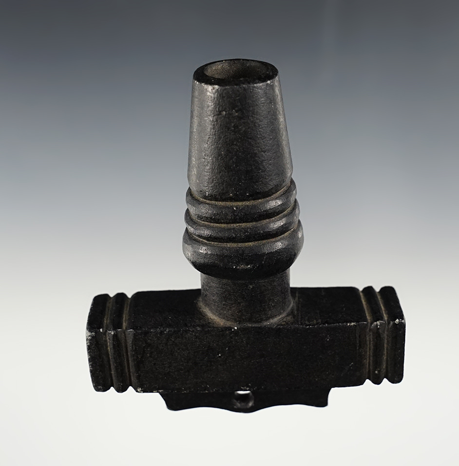 3 1/2" highly stylized black Steatite Historic Pipe from the Great Lake region of the U.S.