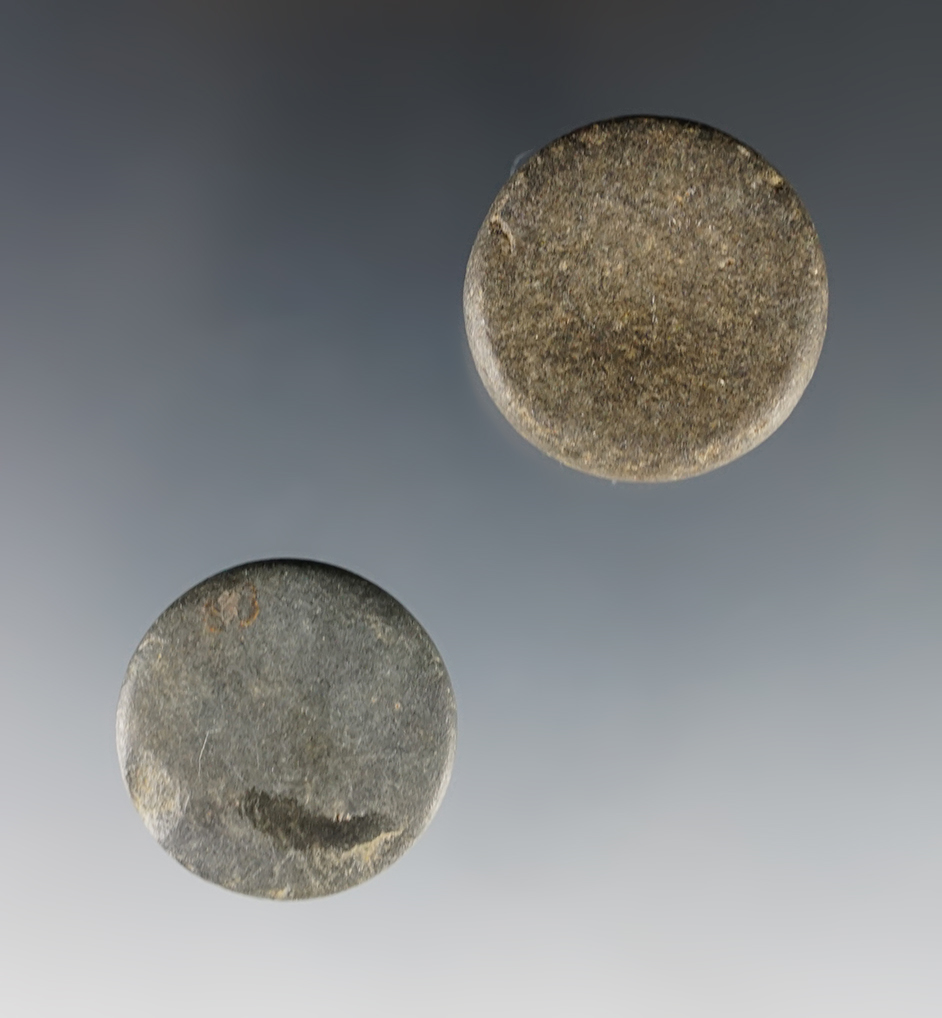 Pair of miniature discoidals that are very nicely polished recovered in Michigan.