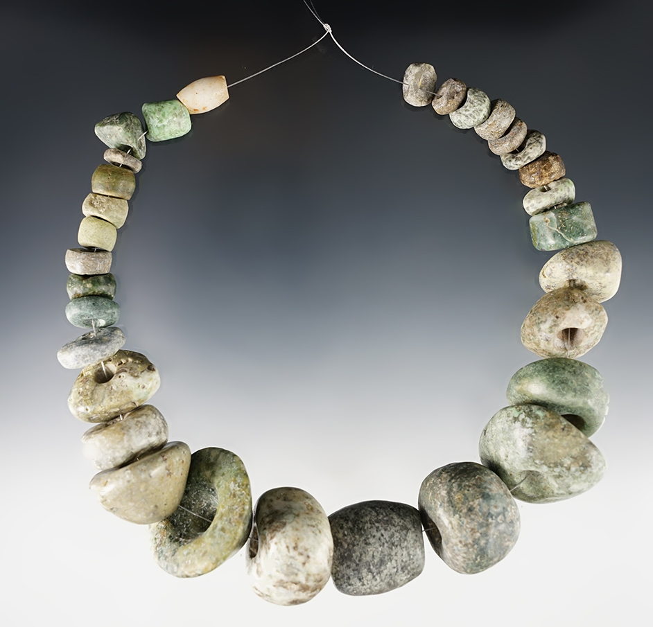 Pre-Columbian Jade Necklace, most likely Mezcala or Chontal Culture, 100-300 BCE. Guerrero, Mexico. 