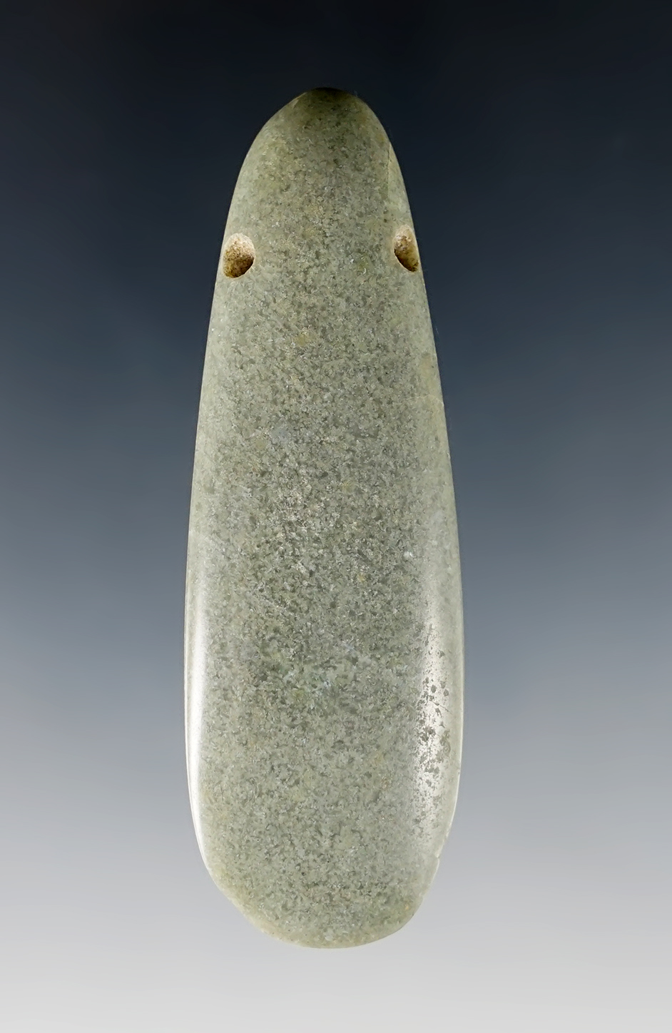 2 15/16" Heirloom Celt Section Pendant made from green Jasper. Recovered in Costa Rica,