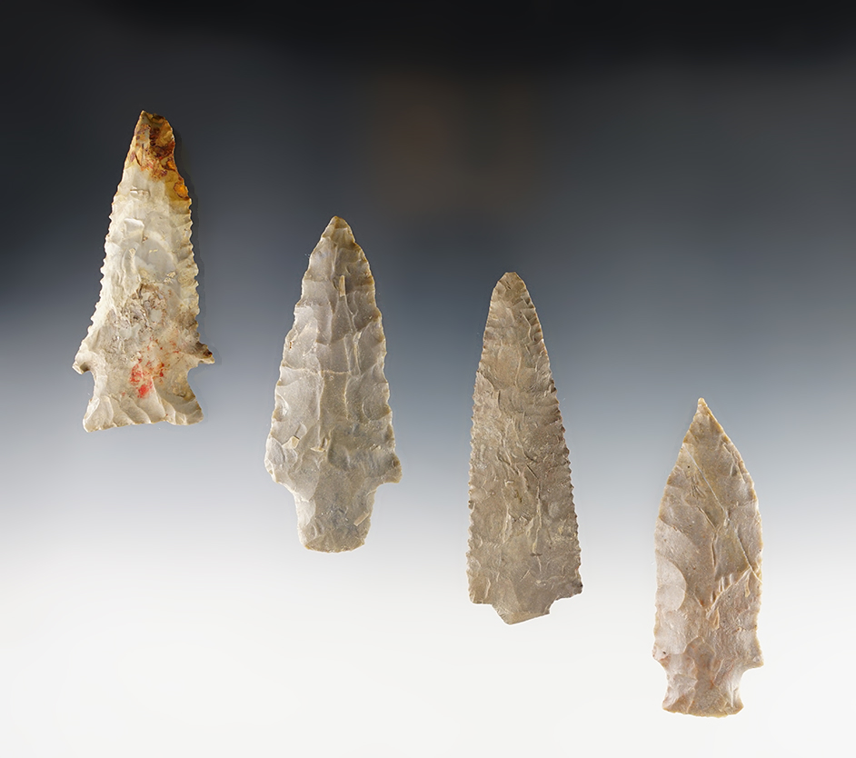 Set of 4 Kentucky/Tennessee area points in good condition. The largest is 3 3/16".