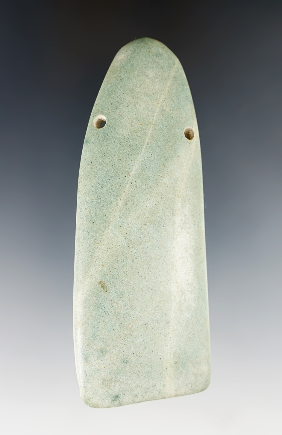 3 15/16" Heirloom Celt Section Pendant - green Jasper. Recovered in Guanacaste, Costa Rica.