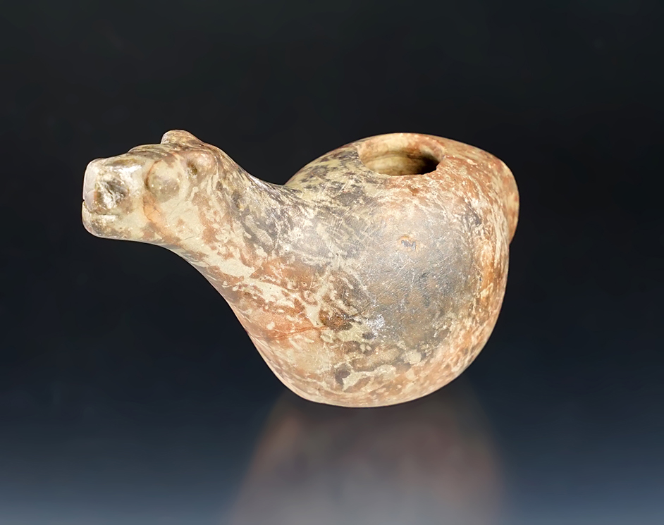 2 13/16" tall Llama Canopa with a detailed face. Made from highly colorful Hardstone. Found in Peru.