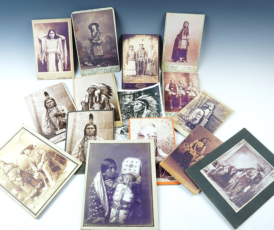 Set of 15 vintage indian photos and prints. Largest is 7 1/4" by 5 1/2". Most in nice condition.