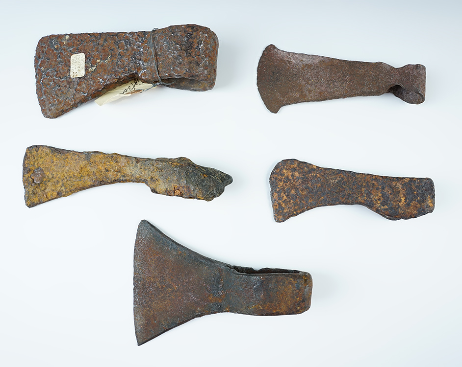 Set of 5 hand forged Iron Trade Axes recovered in various eastern and midwestern U.S. locations. 