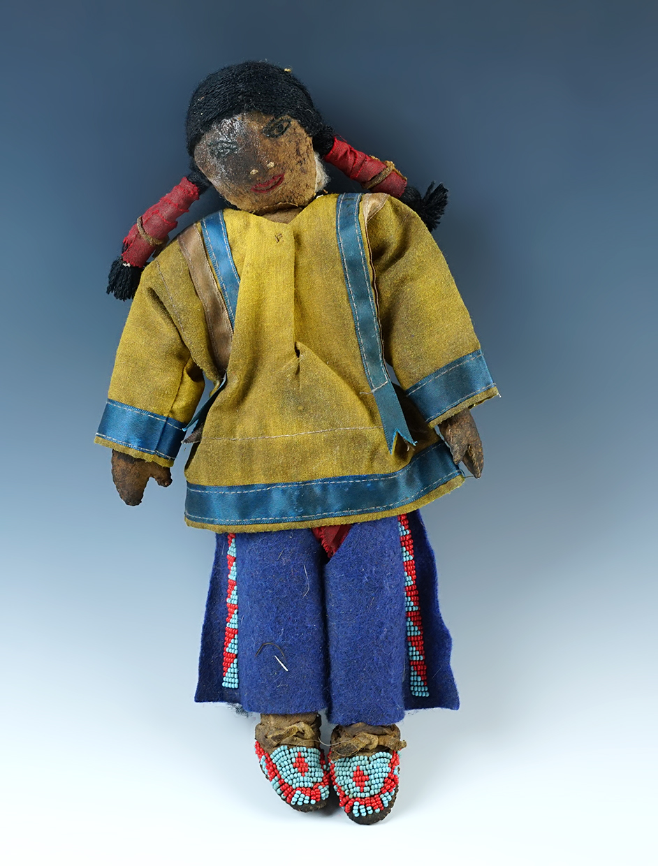 Large and nicely beaded! 12 3/4" tall Plains Sioux Indian doll in excellent condition.  Jackson COA.