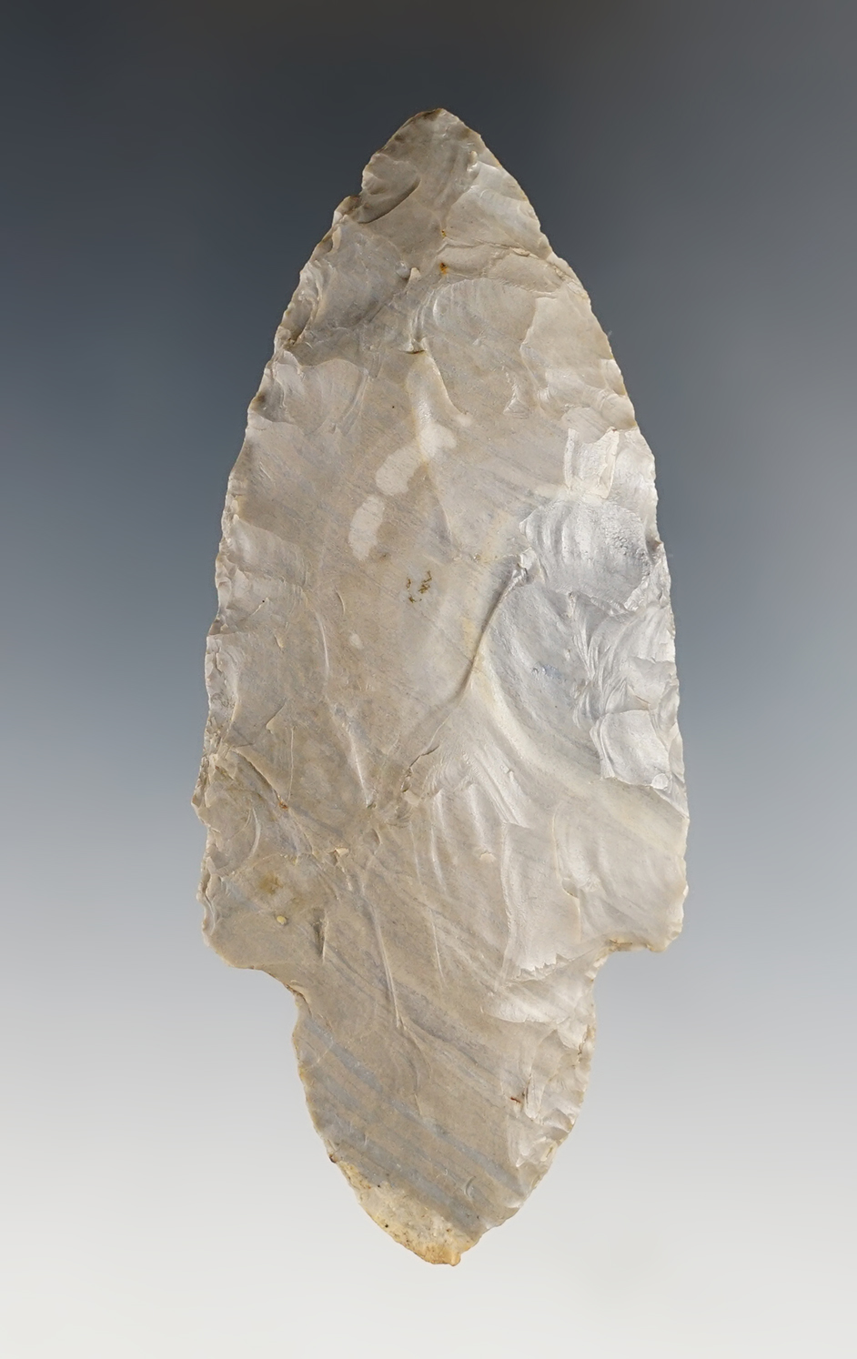 Well made 3 13/16" Early Adena made from Hornstone. Found in Indiana.