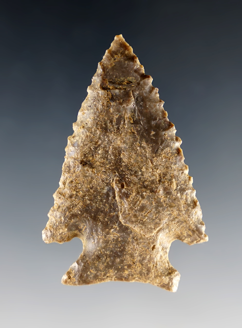 Excellent serrations on this 2 1/4" Cornernotch knife recovered in Indiana.