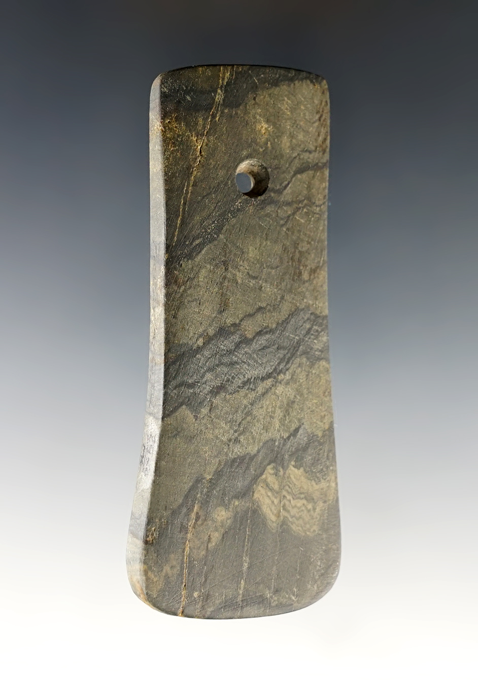 Nice 3 3/8" Pendant made from uniquely colored Slate. Found in Pickaway Co., Ohio.