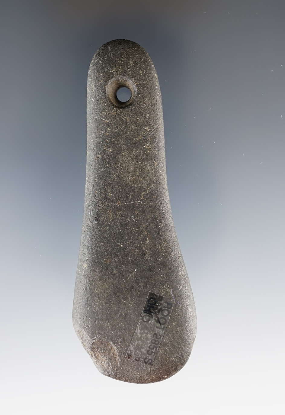 3 3/8" Woodland Pendant made from black Hardstone, found in Ohio. Ex. Lance Wolfe Collection.