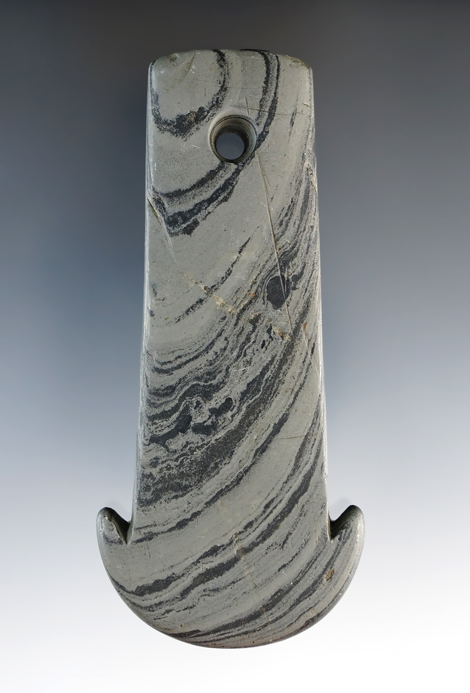 4" Adena Anchor Pendant found in Posey Co., Indiana by Steve Ford. Comes with a Davis G-10 COA.